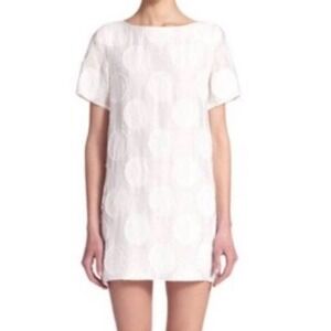 Alice + Olivia Jacquard Circle Short Sleeve Mini T-Shirt Dress White Women's 0